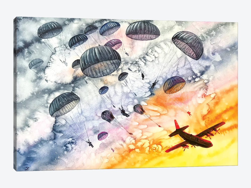 Airborne Dawn Watercolor   by Zaira Dzhaubaeva 1-piece Canvas Art Print