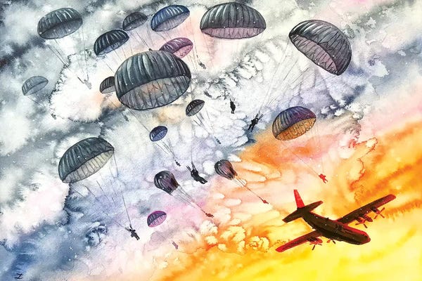 Zaira Dzhaubaeva: Airborne Dawn Watercolor   by Zaira Dzhaubaeva