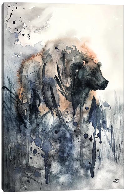 Bear Watercolor   Canvas Art Print - Zaira Dzhaubaeva