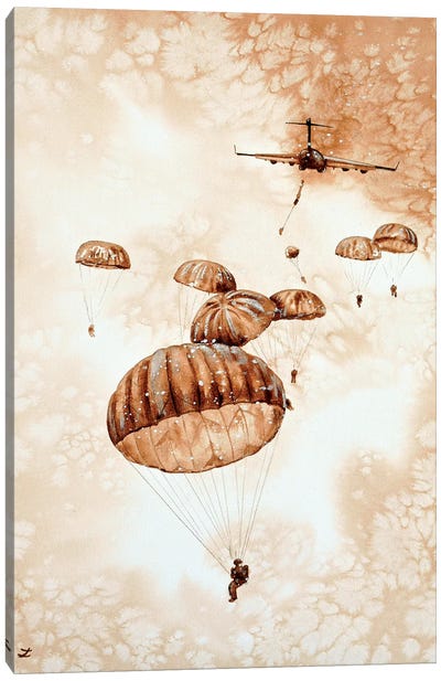 Canopies Over the Drop Zone  Canvas Art Print - Veterans Day