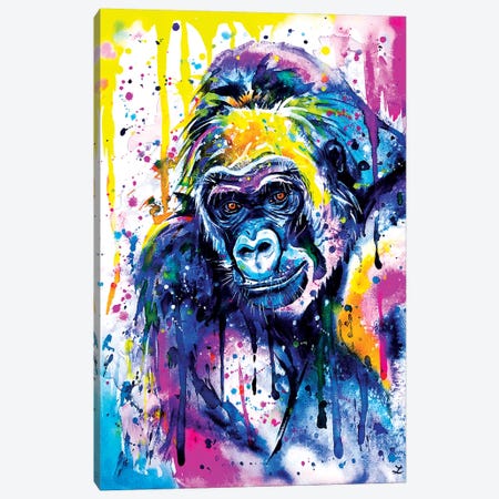 Gorilla Watercolor  Bright Canvas Print #ZDZ146} by Zaira Dzhaubaeva Canvas Art Print