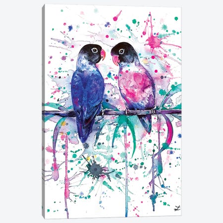 Love is in the Air Lovebirds   Canvas Print #ZDZ151} by Zaira Dzhaubaeva Art Print