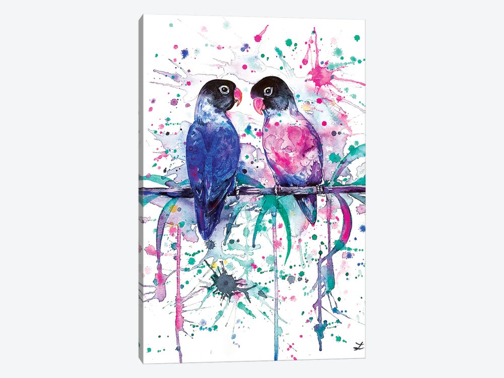 Love is in the Air Lovebirds   by Zaira Dzhaubaeva 1-piece Canvas Art Print