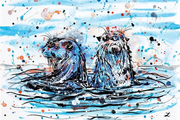 Zaira Dzhaubaeva: Otters   by Zaira Dzhaubaeva