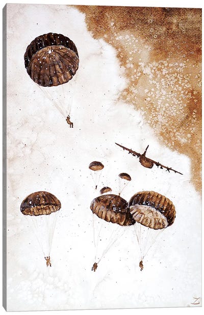 Paratroopers   Canvas Art Print - Tan Art