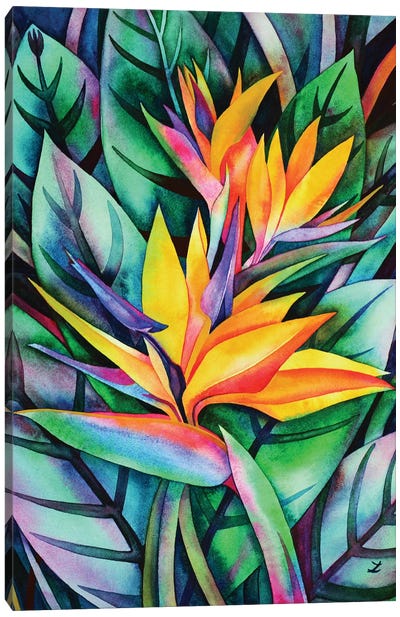 Bird Of Paradise Canvas Art Print - Tropical Leaf Art
