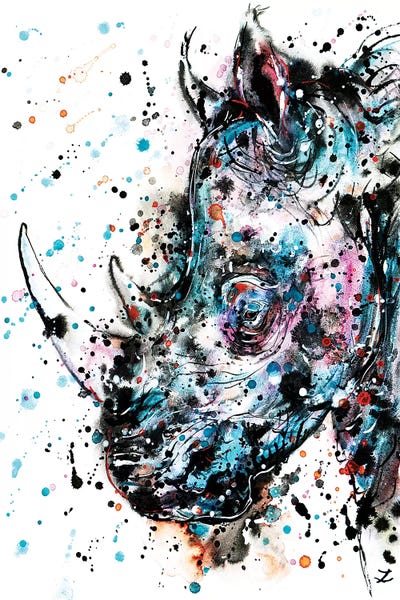 Rhinoceroses: Rhino Watercolor   by Zaira Dzhaubaeva