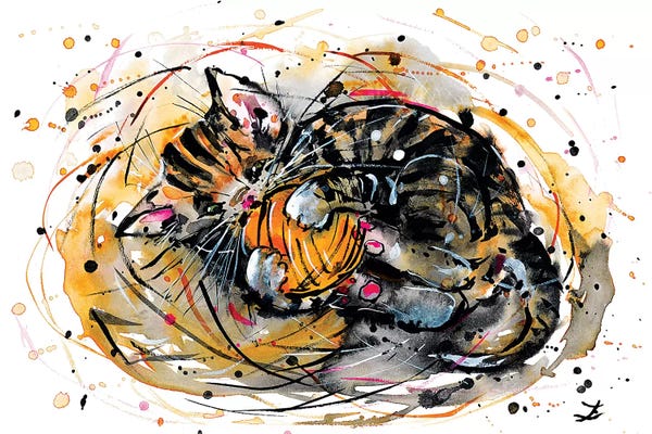 Kittens: Tabby Kitten Playing With Yarn by Zaira Dzhaubaeva