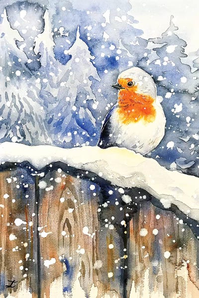 Tales of the Robin Watercolor  by Zaira Dzhaubaeva canvas print