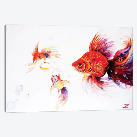 Three Goldfish   Canvas Print #ZDZ165} by Zaira Dzhaubaeva Canvas Print
