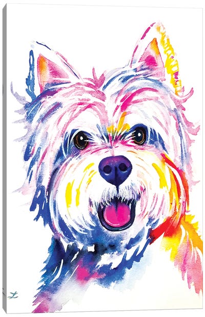 Westie Watercolor   Canvas Art Print - West Highland White Terrier Art