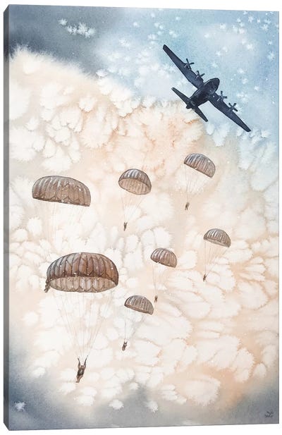 Airborne All The Way Canvas Art Print - Military Aircraft Art