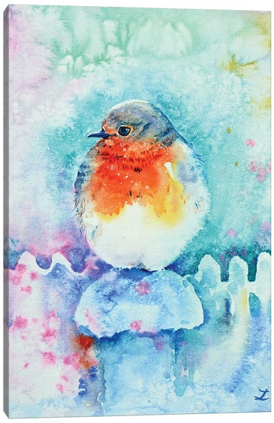 Christmas Robin Canvas Art Print - Zaira Dzhaubaeva
