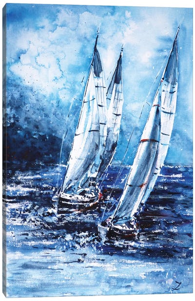 Sailing Away From The Storm Canvas Art Print - Zaira Dzhaubaeva