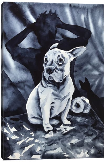 It Was The Cat... Canvas Art Print - French Bulldog Art