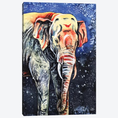 Night Elephant Canvas Print #ZDZ193} by Zaira Dzhaubaeva Canvas Art Print