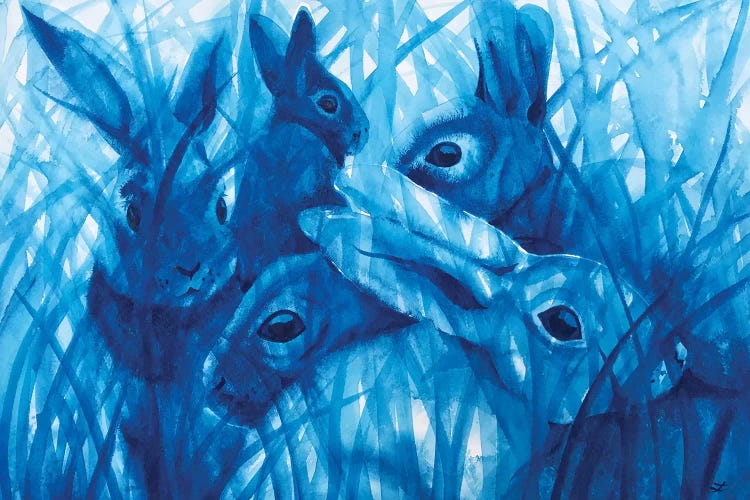 Rabbits in Tall Grass by Zaira Dzhaubaeva wall art