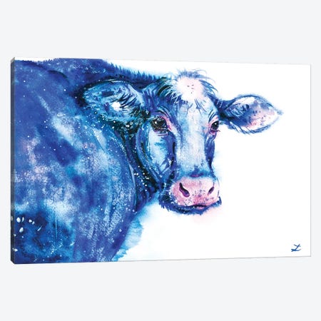 Blue Cow Canvas Print #ZDZ20} by Zaira Dzhaubaeva Art Print