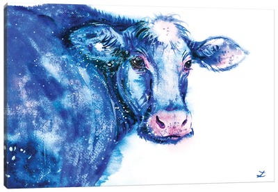 Blue Cow Canvas Art Print - Zaira Dzhaubaeva