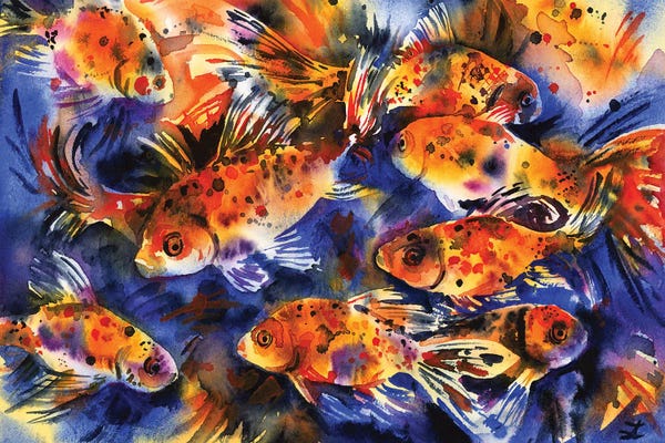 Kids Nautical Art: Shubunkin Goldfish by Zaira Dzhaubaeva
