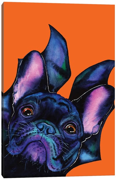 Very Bat Dog Canvas Art Print - Pug Art