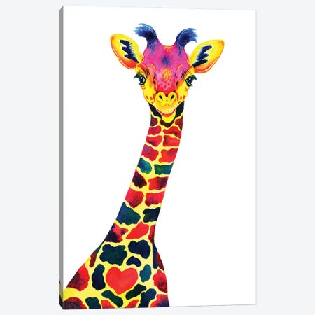 Colorful Giraffe Baby Canvas Print #ZDZ228} by Zaira Dzhaubaeva Art Print