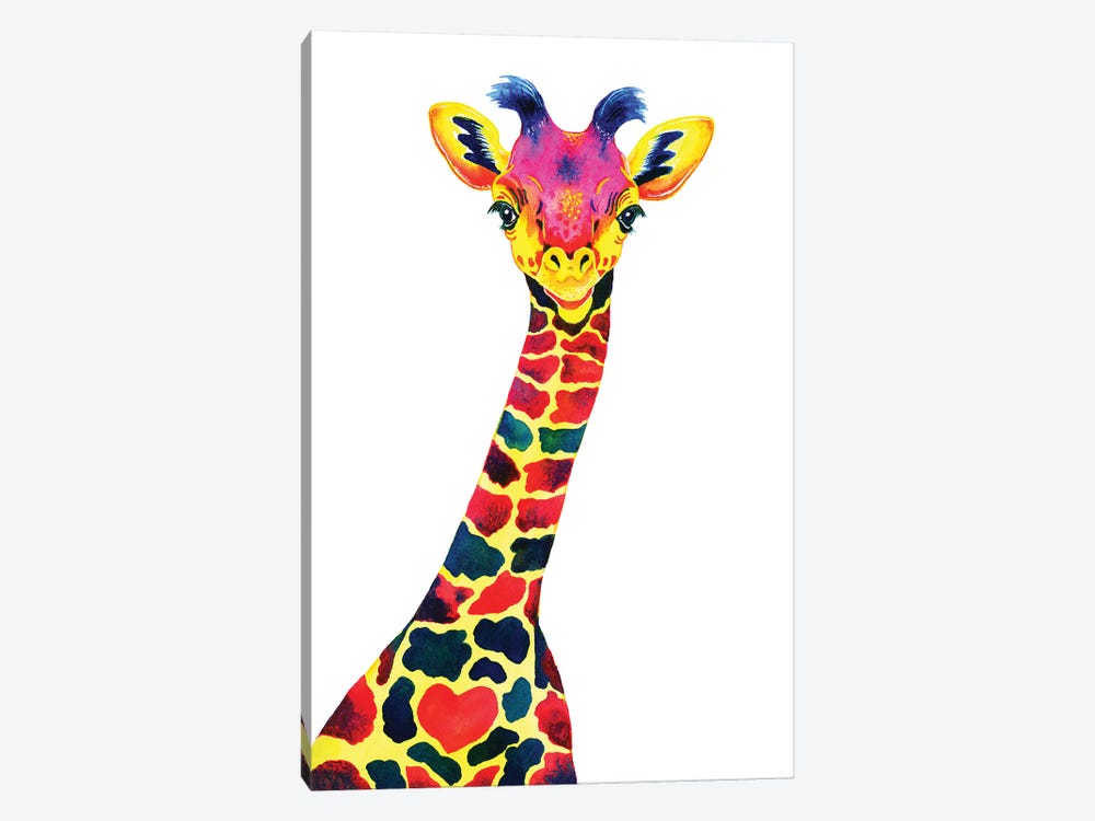 Colorful Giraffe Baby by Zaira Dzhaubaeva 1-piece Art Print