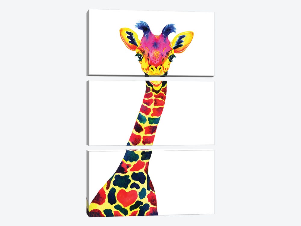 Colorful Giraffe Baby by Zaira Dzhaubaeva 3-piece Canvas Art Print