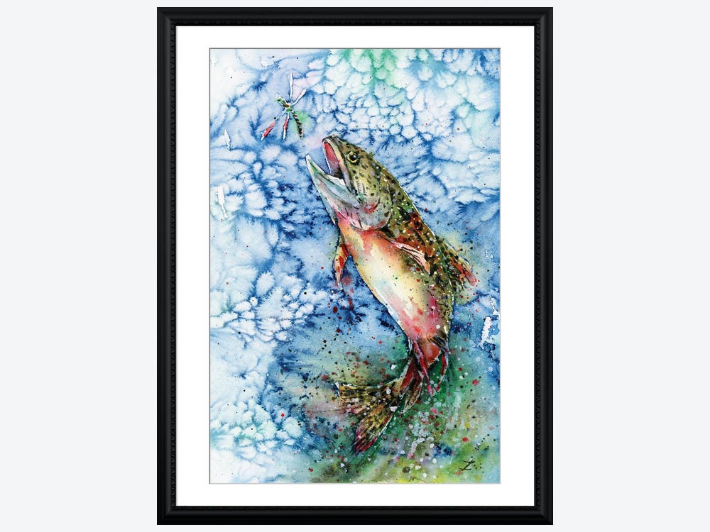 Hunting for Dragonfly ( Animals > Sea Life > Fish > Trout art) - 24x16x1