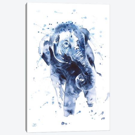 Cheerful Elephant Calf Canvas Print #ZDZ242} by Zaira Dzhaubaeva Canvas Art Print