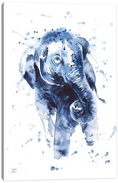 Cheerful Elephant Calf Canvas Art Print - Zaira Dzhaubaeva