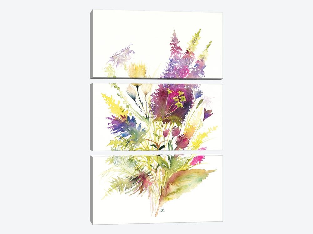 Midsummer Wildflowers by Zaira Dzhaubaeva 3-piece Canvas Art Print