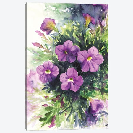 Purple Petunias Canvas Print #ZDZ260} by Zaira Dzhaubaeva Canvas Art Print