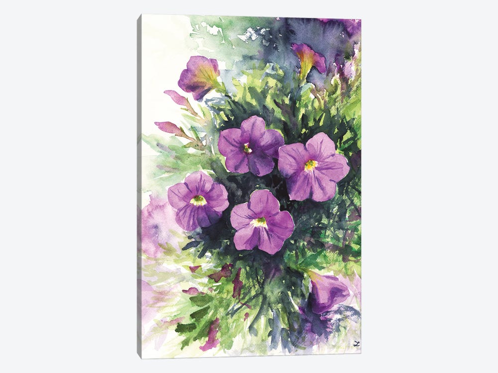 Purple Petunias by Zaira Dzhaubaeva 1-piece Art Print