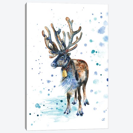 Christmas Reindeer Canvas Print #ZDZ264} by Zaira Dzhaubaeva Canvas Artwork