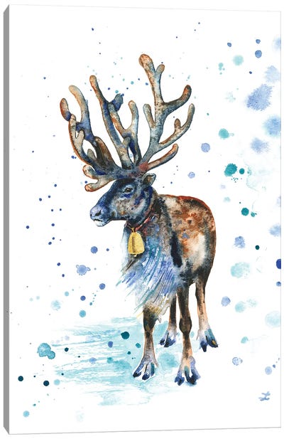 Christmas Reindeer Canvas Art Print - Rustic Winter