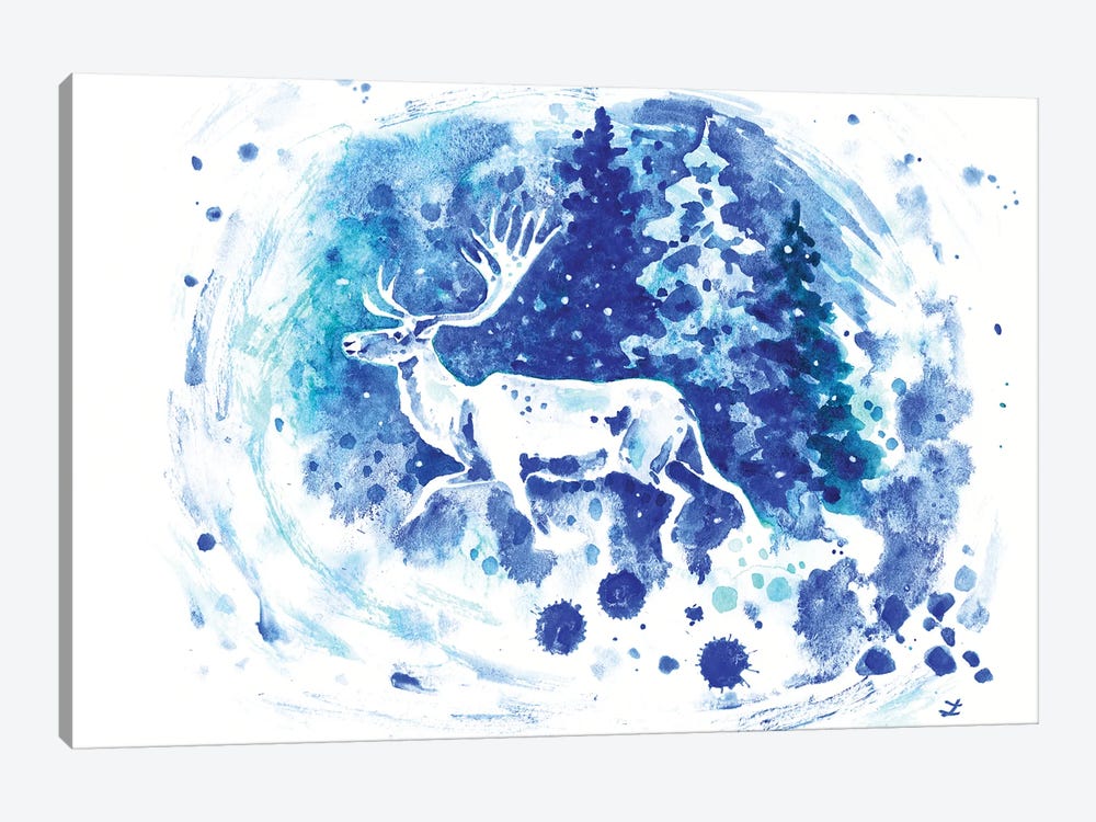 White Reindeer Christmas Tale by Zaira Dzhaubaeva 1-piece Canvas Wall Art