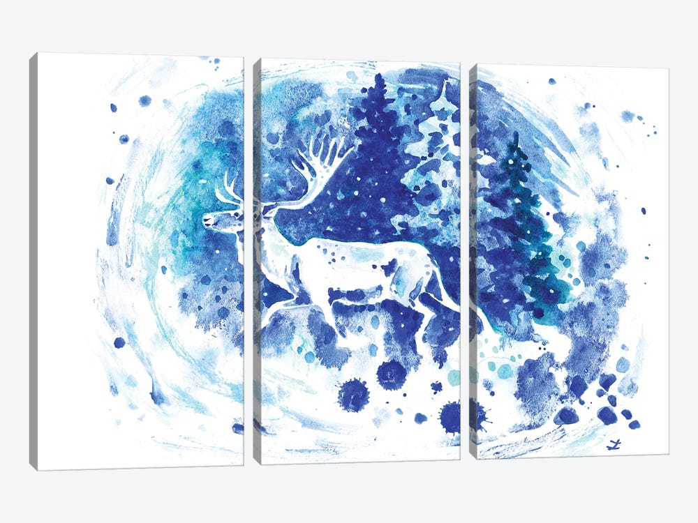 White Reindeer Christmas Tale by Zaira Dzhaubaeva 3-piece Canvas Artwork