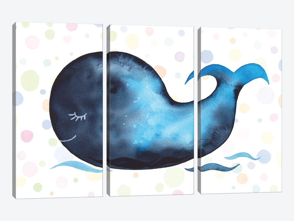 Sleeping Baby Whale by Zaira Dzhaubaeva 3-piece Canvas Print