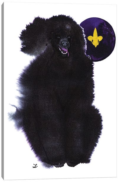 Black Royal Poodle Canvas Art Print - Fleur-de-Lis Art