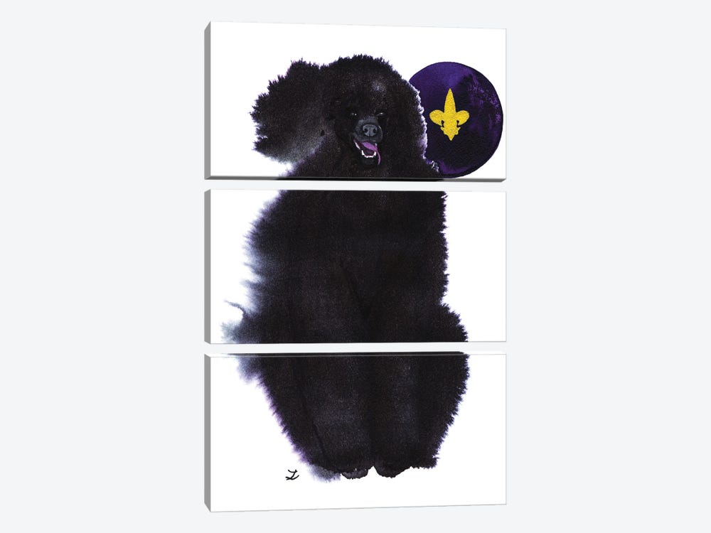 Black Royal Poodle by Zaira Dzhaubaeva 3-piece Canvas Artwork