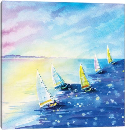 Morning Sails Canvas Art Print - Zaira Dzhaubaeva