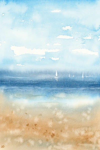 Large Coastal Art - Canvas Prints: Quiet Morning On The Beach by Zaira Dzhaubaeva