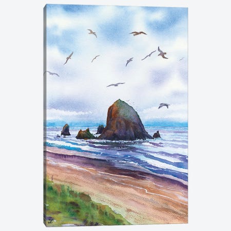 Haystack Rock, Cannon Beach Oregon Coast Canvas Print #ZDZ280} by Zaira Dzhaubaeva Art Print