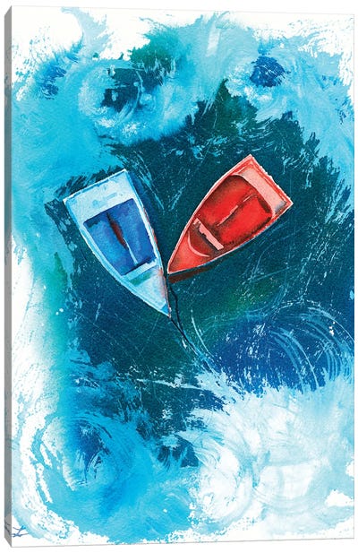 Two Dinghy Boats Canvas Art Print - Zaira Dzhaubaeva