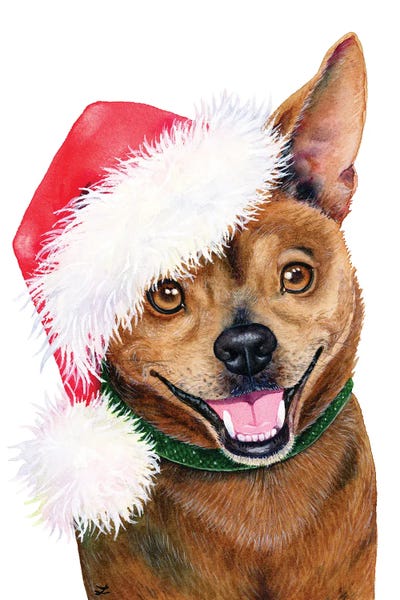 Christmas Dog by Zaira Dzhaubaeva canvas print