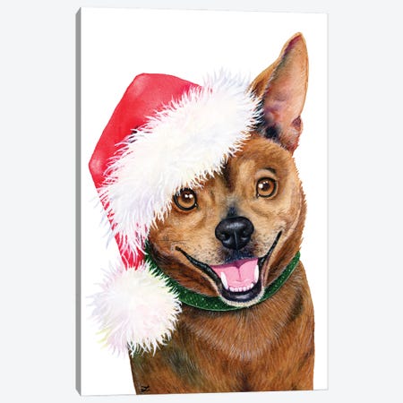 Christmas Dog Canvas Print #ZDZ283} by Zaira Dzhaubaeva Canvas Art Print