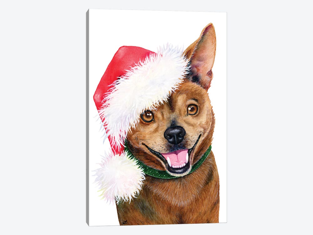 Christmas Dog by Zaira Dzhaubaeva 1-piece Canvas Art