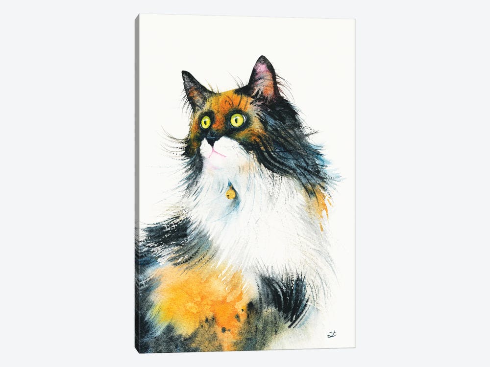 Calico Cat With Golden Bell by Zaira Dzhaubaeva 1-piece Art Print