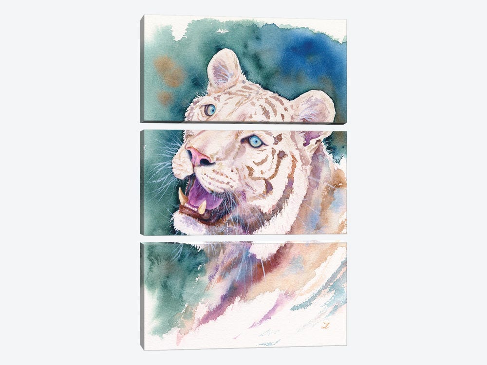 White Tiger by Zaira Dzhaubaeva 3-piece Canvas Art